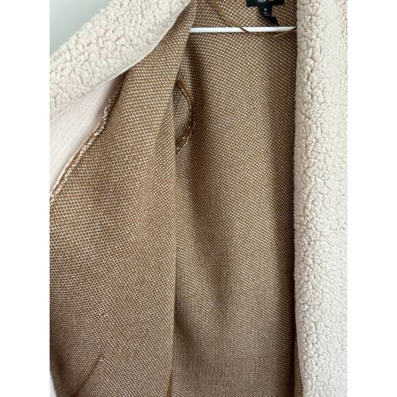 Style & Co Tan Fleece-Collar Open Cardigan, Women's Medium - Picture 5 of 6